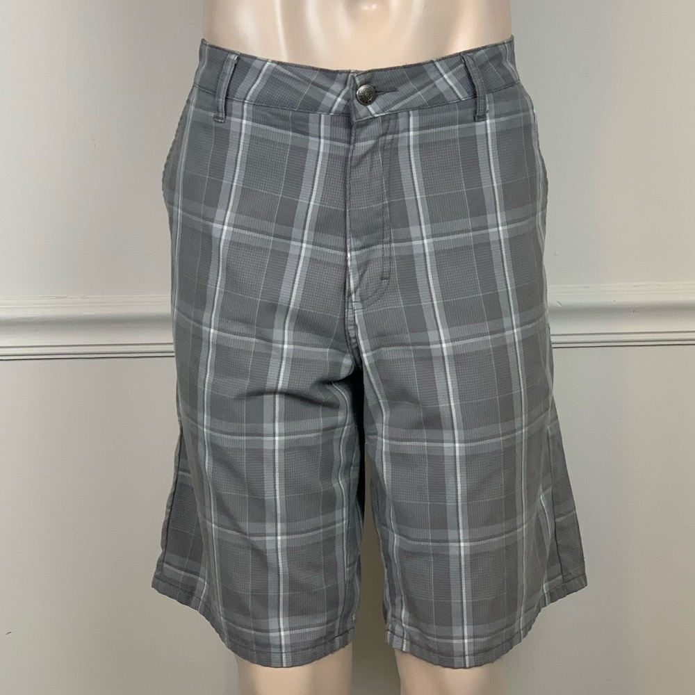 Etnies Gray Plaid Flat Front Shorts Lightweight Casual